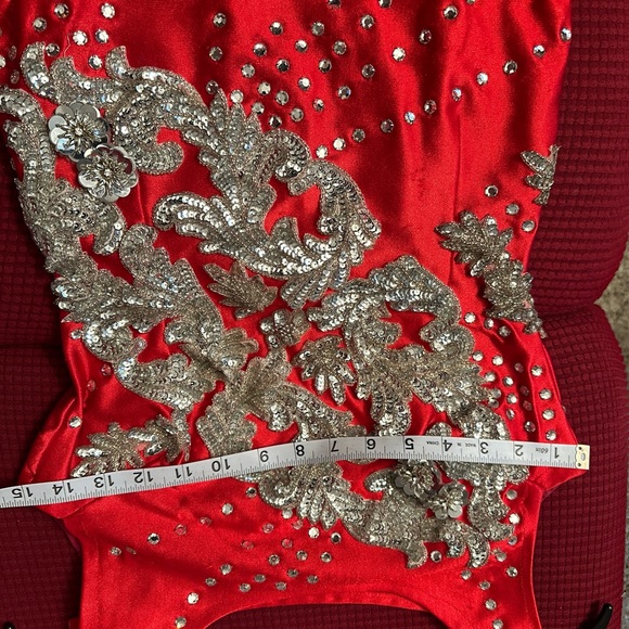 Vintage Ruby Sequin Majorette, Rhythmic gymnastics, figure skating bodysuit - Picture 11 of 14